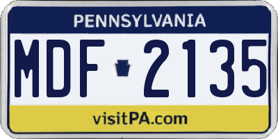 PA license plate MDF2135