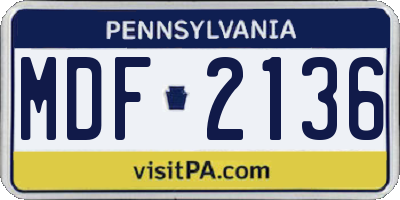 PA license plate MDF2136
