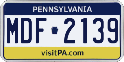 PA license plate MDF2139