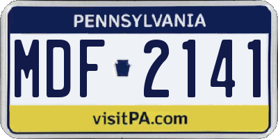 PA license plate MDF2141