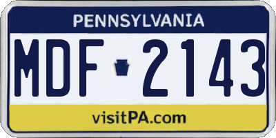 PA license plate MDF2143