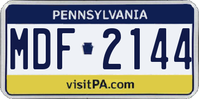 PA license plate MDF2144