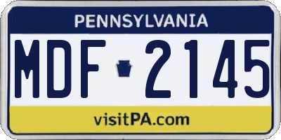PA license plate MDF2145