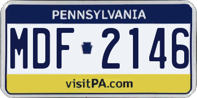 PA license plate MDF2146