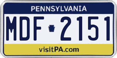 PA license plate MDF2151