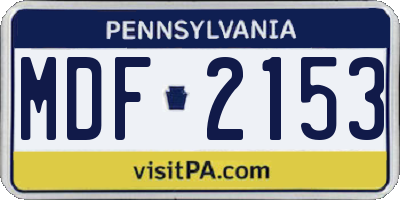 PA license plate MDF2153