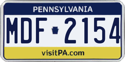 PA license plate MDF2154