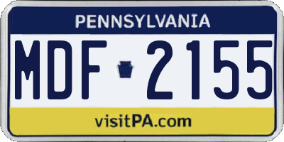 PA license plate MDF2155