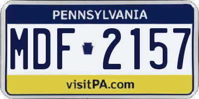 PA license plate MDF2157