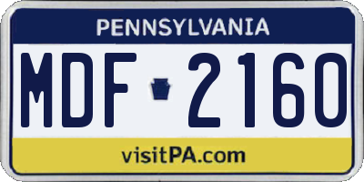 PA license plate MDF2160