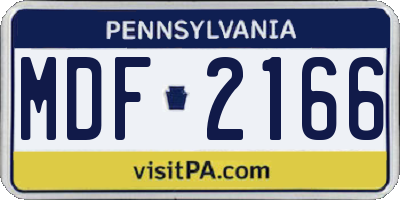 PA license plate MDF2166
