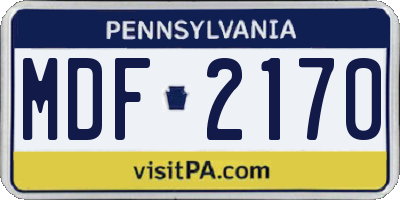 PA license plate MDF2170