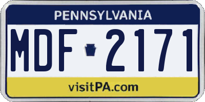 PA license plate MDF2171