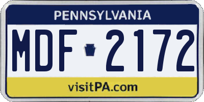 PA license plate MDF2172
