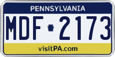 PA license plate MDF2173