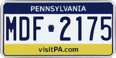 PA license plate MDF2175