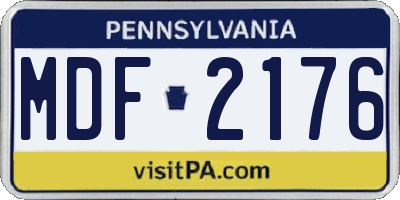 PA license plate MDF2176