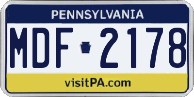 PA license plate MDF2178