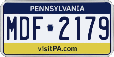 PA license plate MDF2179