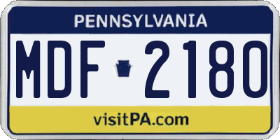 PA license plate MDF2180