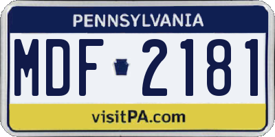 PA license plate MDF2181