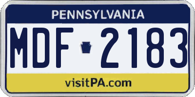PA license plate MDF2183