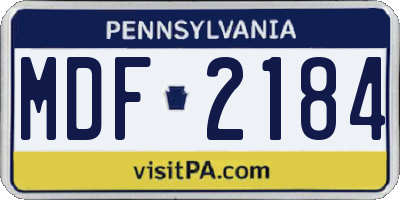 PA license plate MDF2184