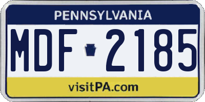 PA license plate MDF2185
