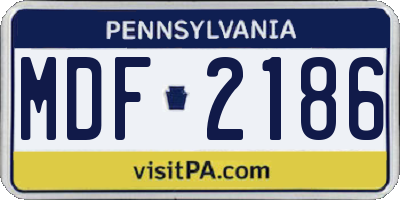 PA license plate MDF2186
