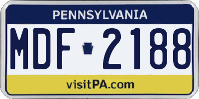 PA license plate MDF2188