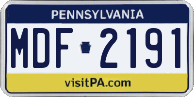 PA license plate MDF2191