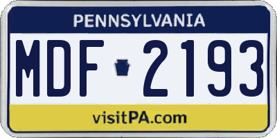PA license plate MDF2193