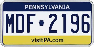 PA license plate MDF2196