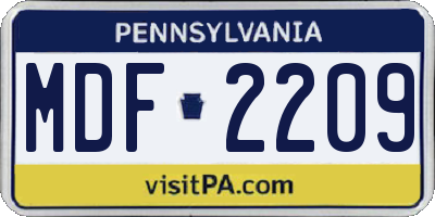 PA license plate MDF2209