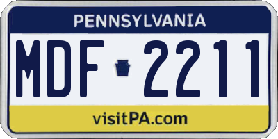 PA license plate MDF2211