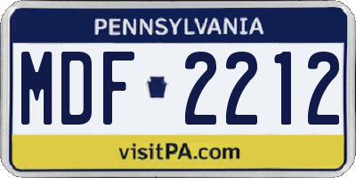 PA license plate MDF2212