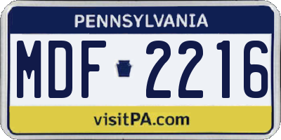 PA license plate MDF2216