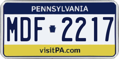 PA license plate MDF2217