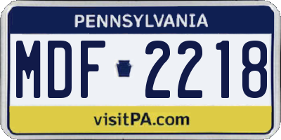 PA license plate MDF2218