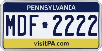 PA license plate MDF2222