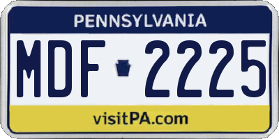 PA license plate MDF2225