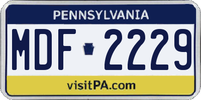PA license plate MDF2229