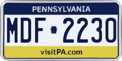 PA license plate MDF2230