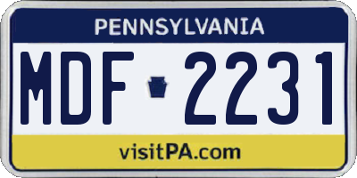 PA license plate MDF2231
