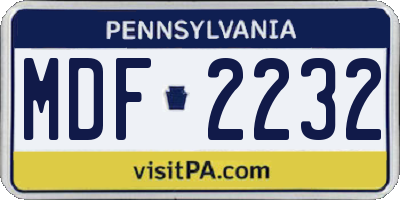 PA license plate MDF2232
