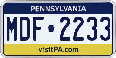 PA license plate MDF2233