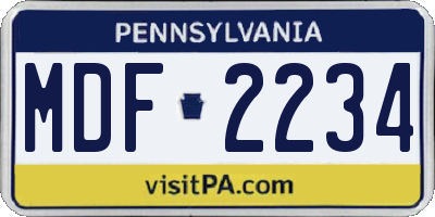 PA license plate MDF2234