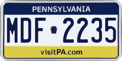 PA license plate MDF2235