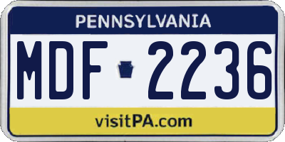 PA license plate MDF2236