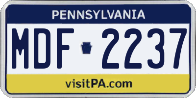 PA license plate MDF2237